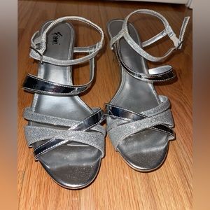 Silver Glitter Heels with Straps- Prom/Wedding Shoes